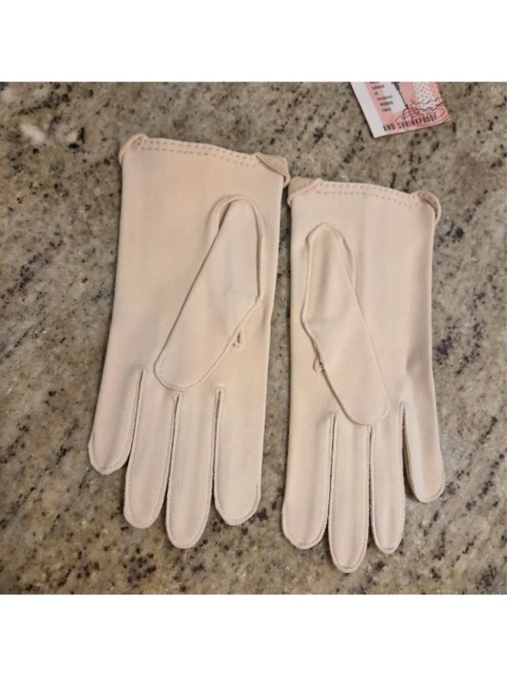 New! Vintage Women's Size M 7 Beige Cotton Formal Gloves Collar Tuxedo Look